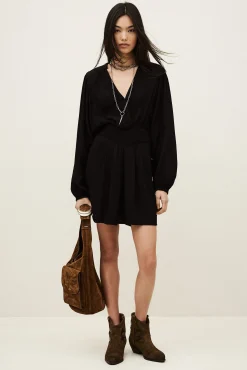 Ba&Sh ALANA vestido corto cruzado NEGRO New