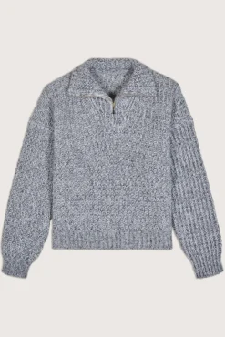 Ba&Sh BALTAN suéter con cuello camionero GRIS Clearance