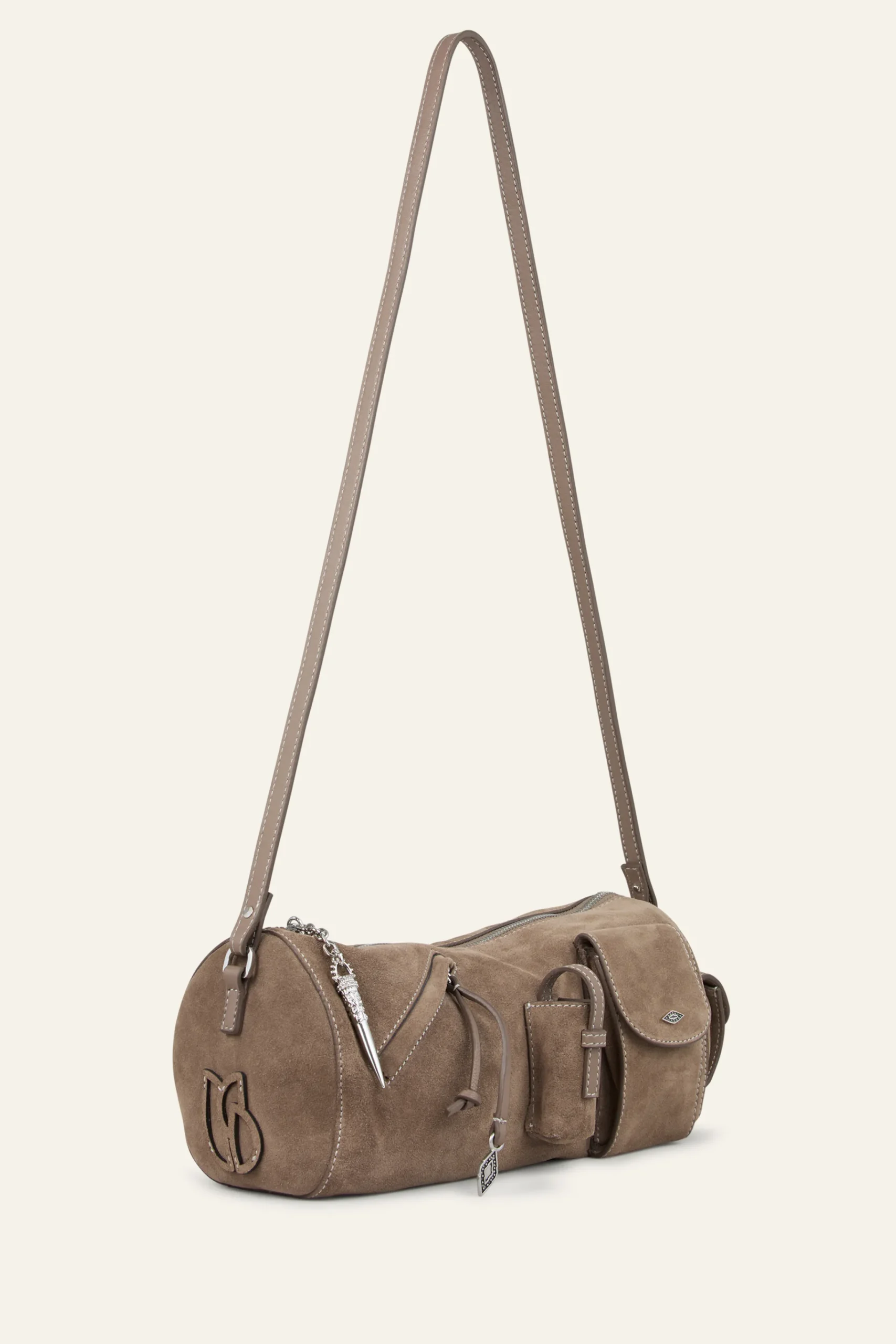 Ba&Sh BENI bolso baguette de ante GRIS