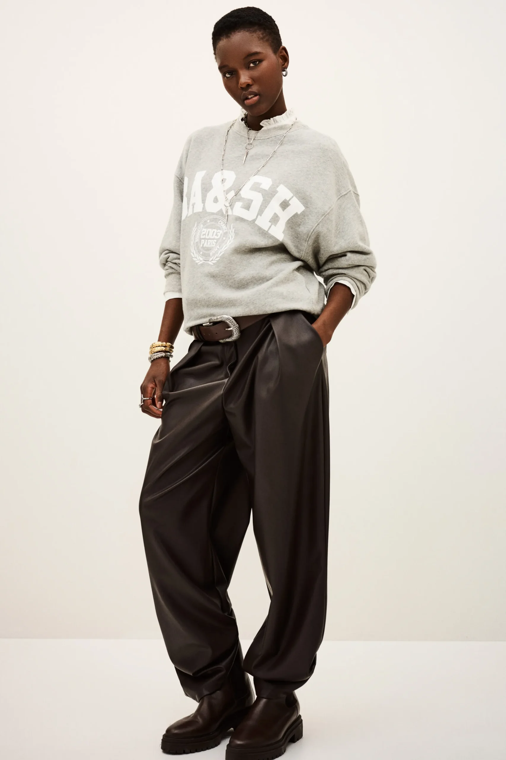 Ba&Sh BENJAMIN sudadera bicolor GRIS