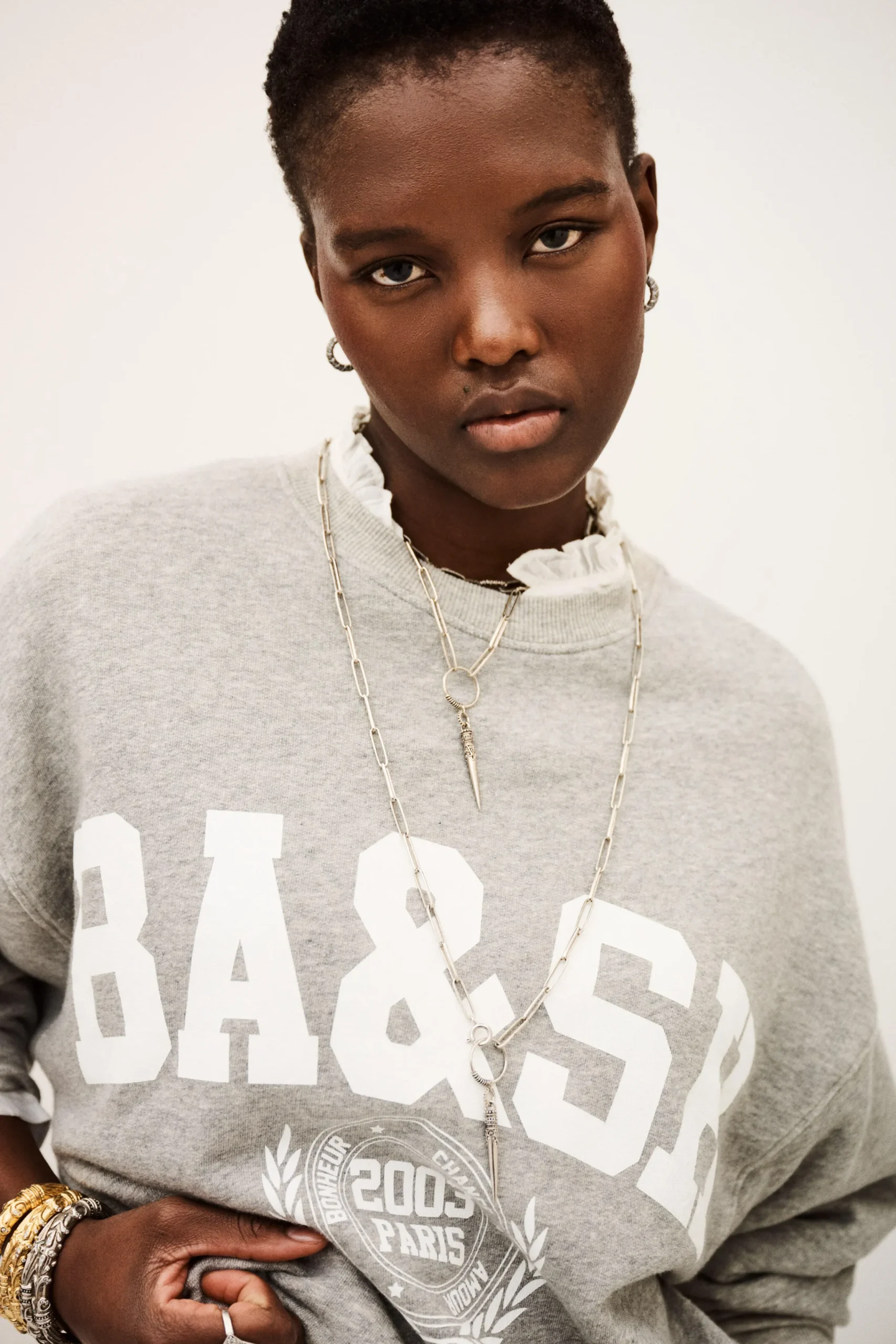 Ba&Sh BENJAMIN sudadera bicolor GRIS