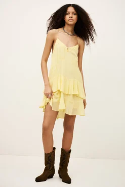 Ba&Sh BILONA vestido corto AMARILLO Outlet