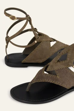 Ba&Sh CAPRI sandalias planas de ante VERDE Online