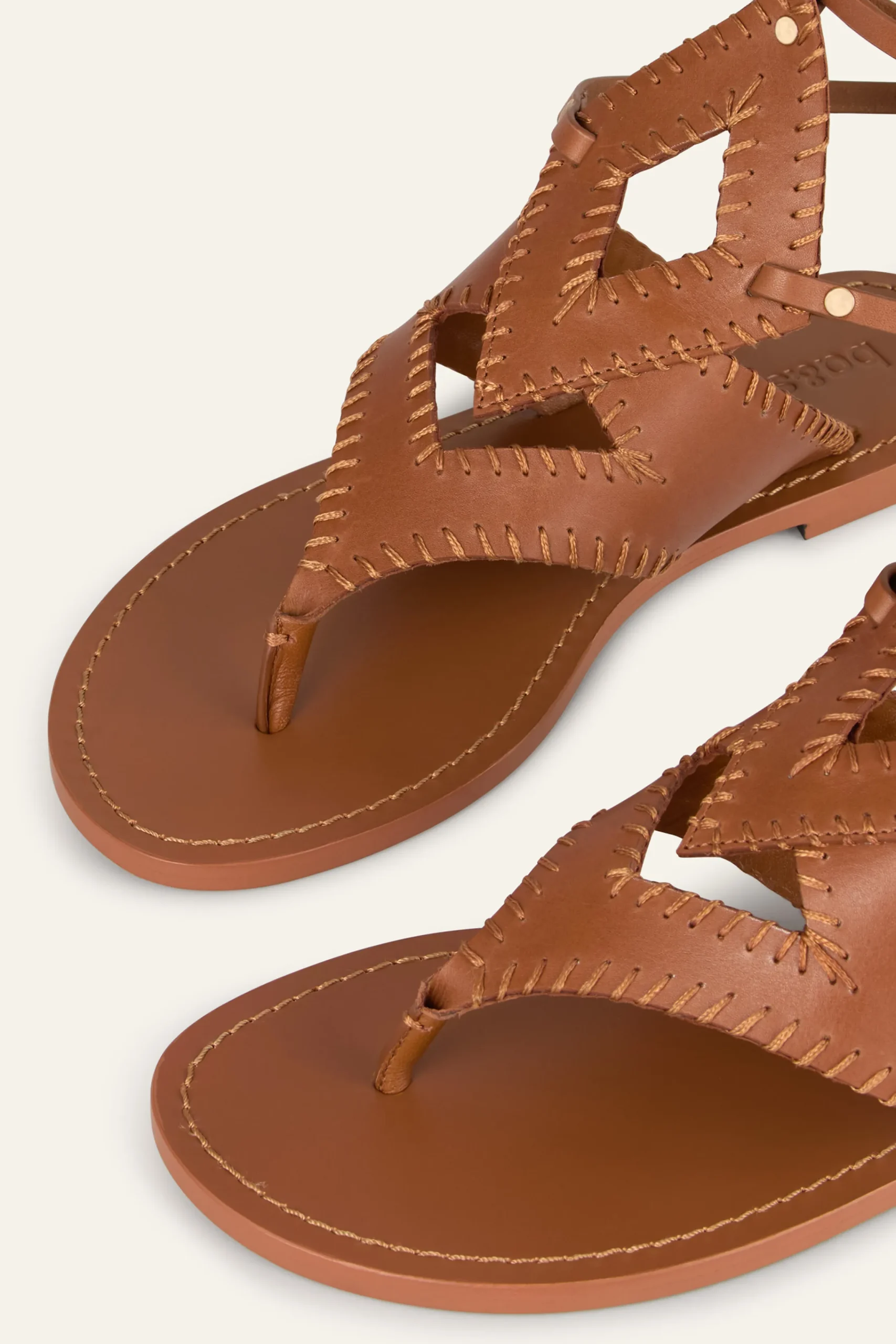 Ba&Sh CAPRI sandalias planas de cuero MARRON New