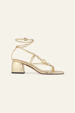 Ba&Sh CAYA sandalias de tacón de cuero ORO Outlet