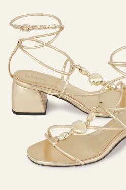 Ba&Sh CAYA sandalias de tacón de cuero ORO Outlet