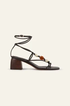 Ba&Sh CAYA sandalias de tacón de cuero MARRON New