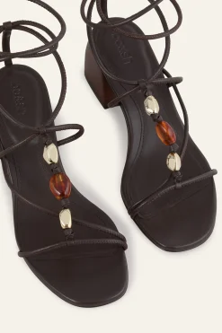 Ba&Sh CAYA sandalias de tacón de cuero MARRON New