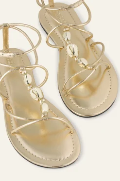 Ba&Sh CAYA sandalias planas de cuero ORO New
