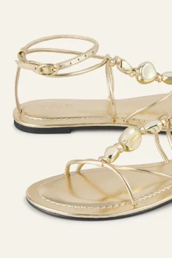 Ba&Sh CAYA sandalias planas de cuero ORO New