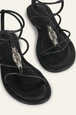 Ba&Sh CAYA sandalias planas en piel NEGRO Sale
