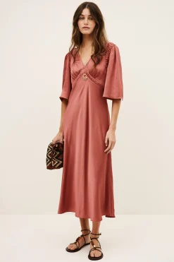 Ba&Sh CHARLOTTE vestido midi PINK Outlet