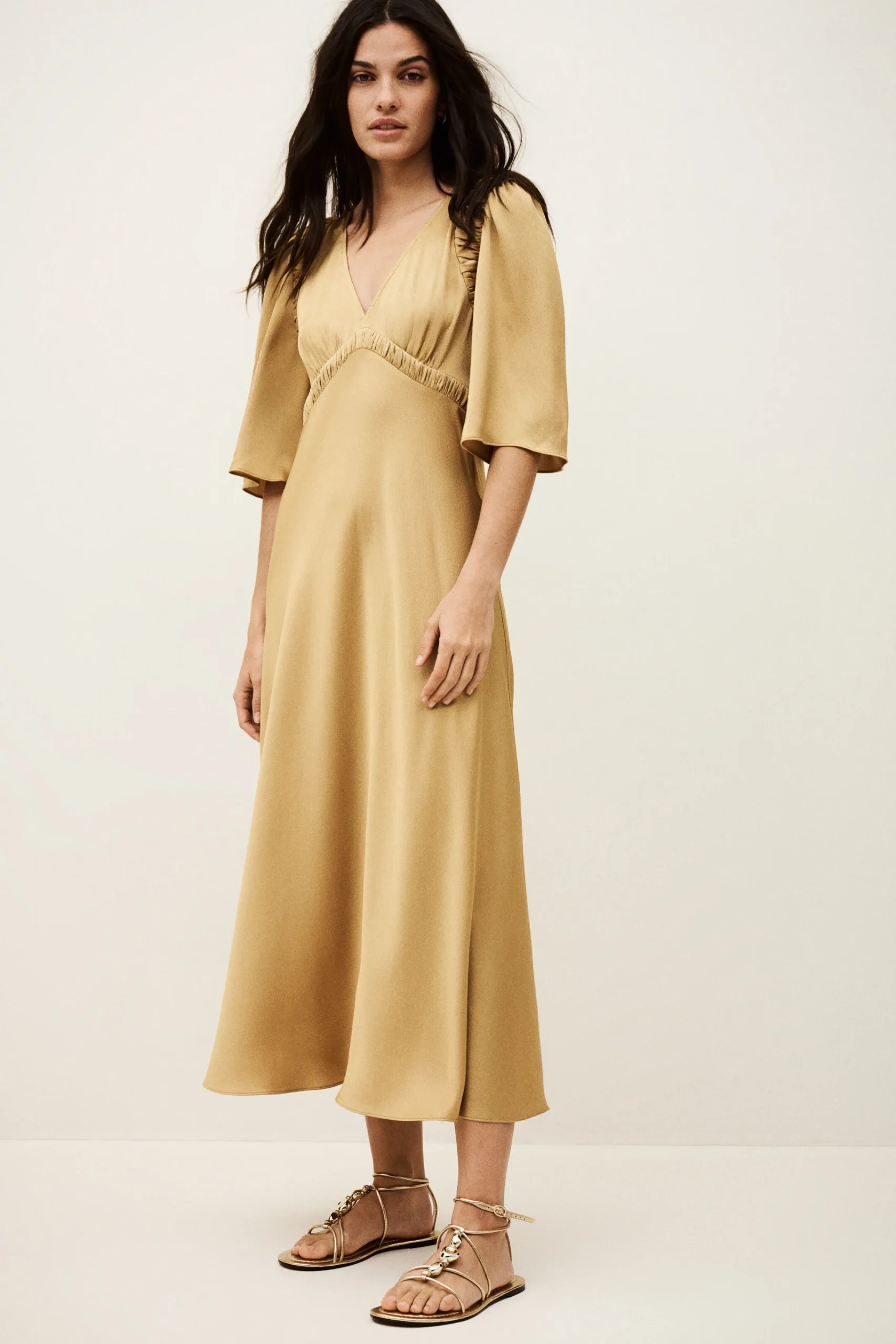 Ba&Sh CHARLOTTE vestido midi MARRON