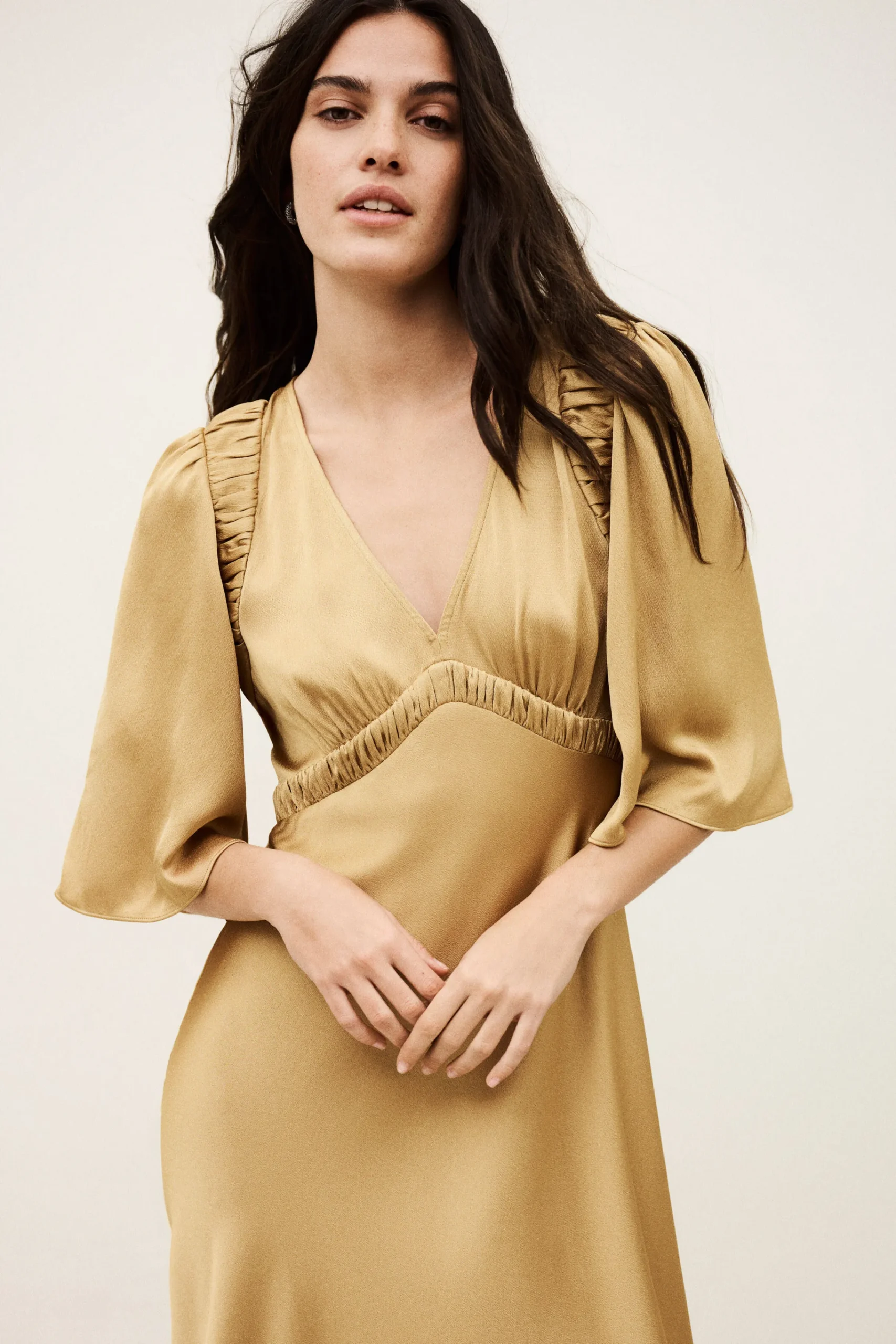 Ba&Sh CHARLOTTE vestido midi MARRON
