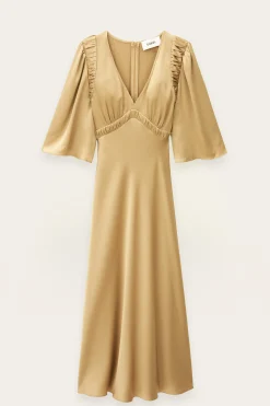 Ba&Sh CHARLOTTE vestido midi MARRON