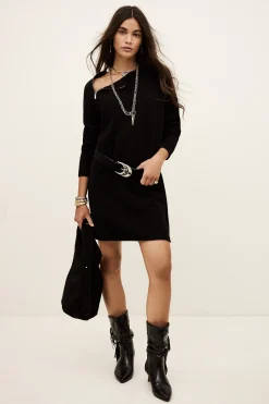 Ba&Sh CHEIMA vestido corto de lana NEGRO