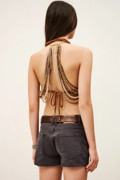 Ba&Sh CHEOPS top con cuentas MARRON Outlet