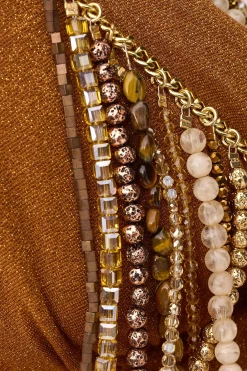 Ba&Sh CHEOPS top con cuentas MARRON Outlet