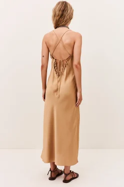 Ba&Sh CIANA vestido midi MARRON Clearance