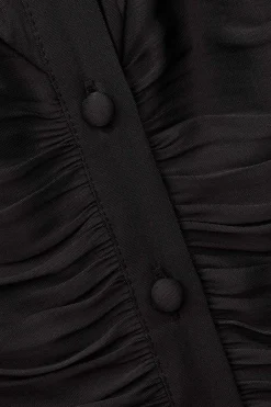 Ba&Sh CIMILA top satinado ajustado NEGRO New