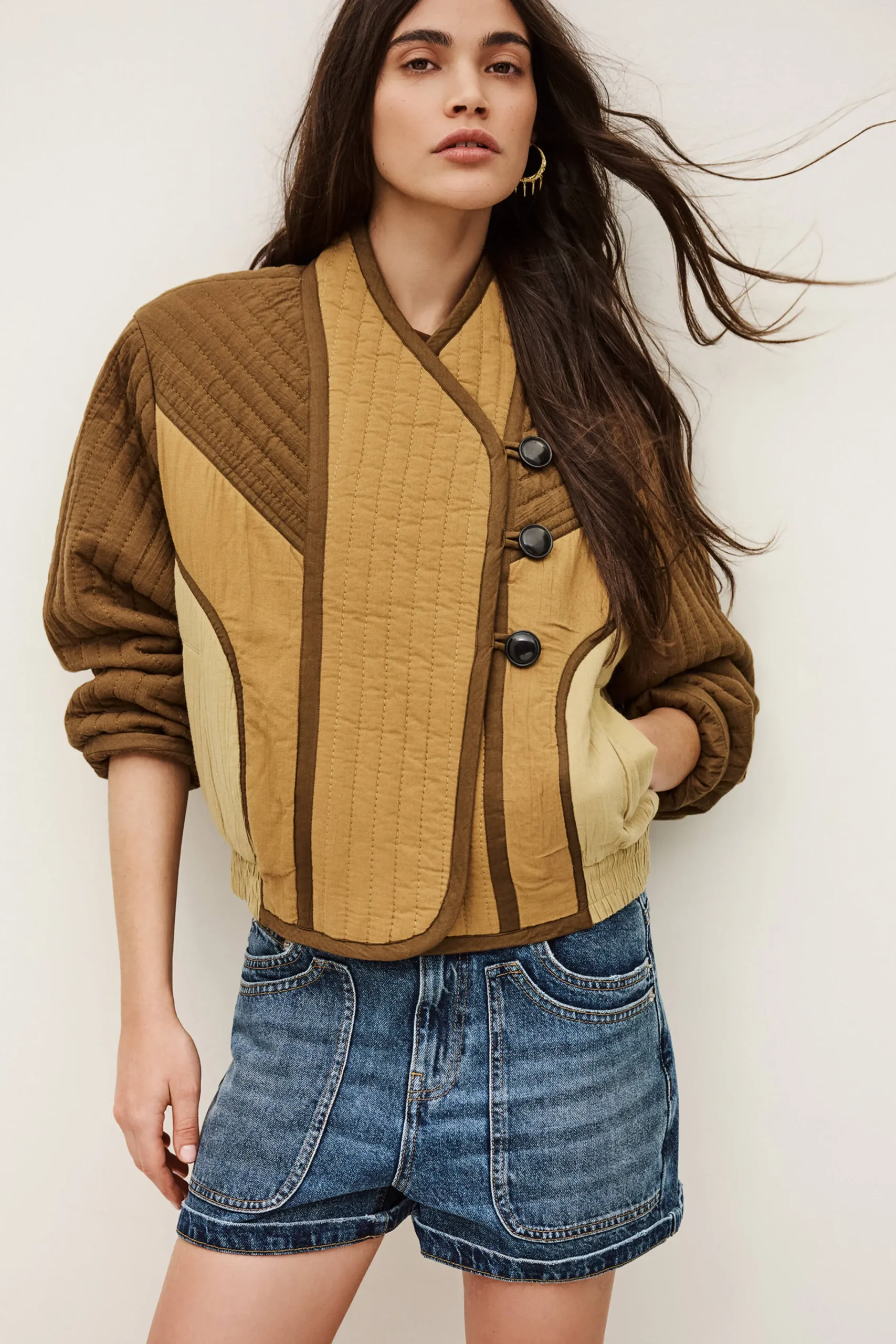 Ba&Sh CISCA chaqueta con bolsillos asimétrica MARRON Hot