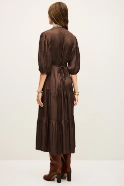 Ba&Sh CLELI vestido corto fruncido MARRON Outlet