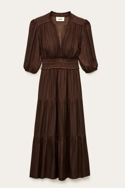 Ba&Sh CLELI vestido corto fruncido MARRON Outlet