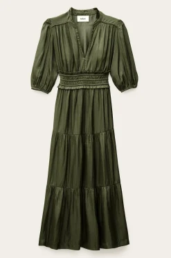 Ba&Sh CLELI vestido corto fruncido VERDE Hot