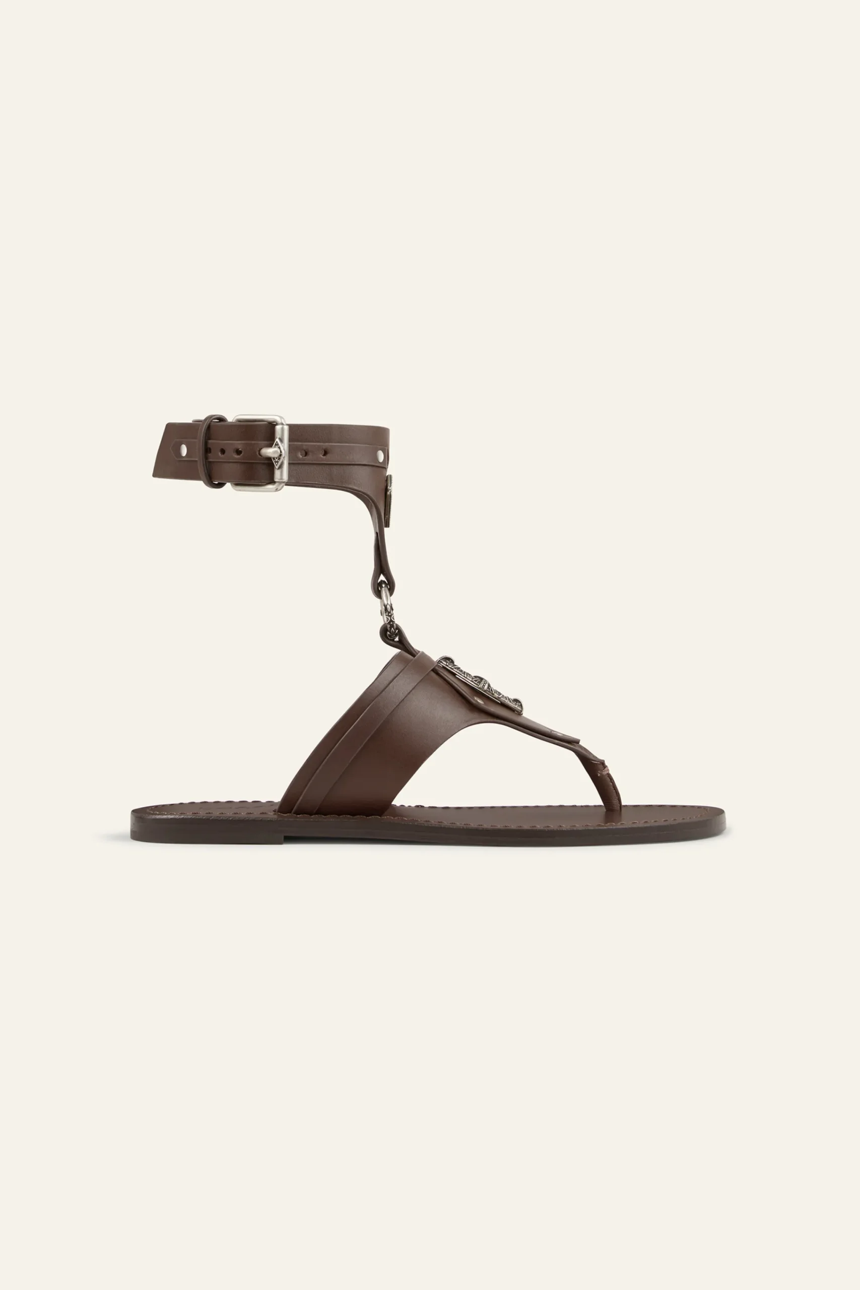 Ba&Sh CORFOU sandalias planas de cuero MARRON