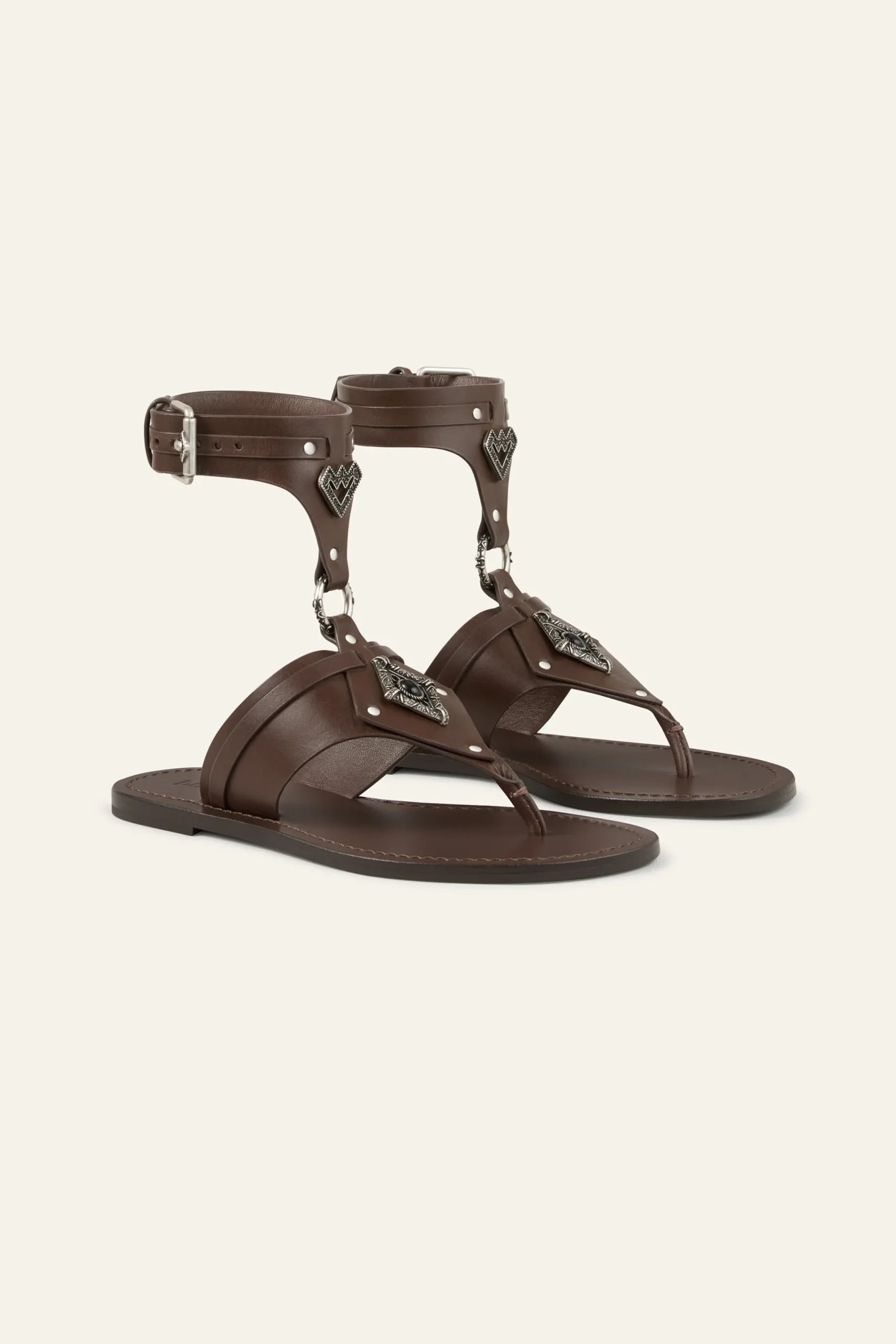 Ba&Sh CORFOU sandalias planas de cuero MARRON
