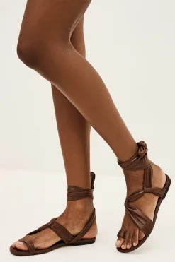 Ba&Sh COVILLA sandalias planas anudadas MARRON