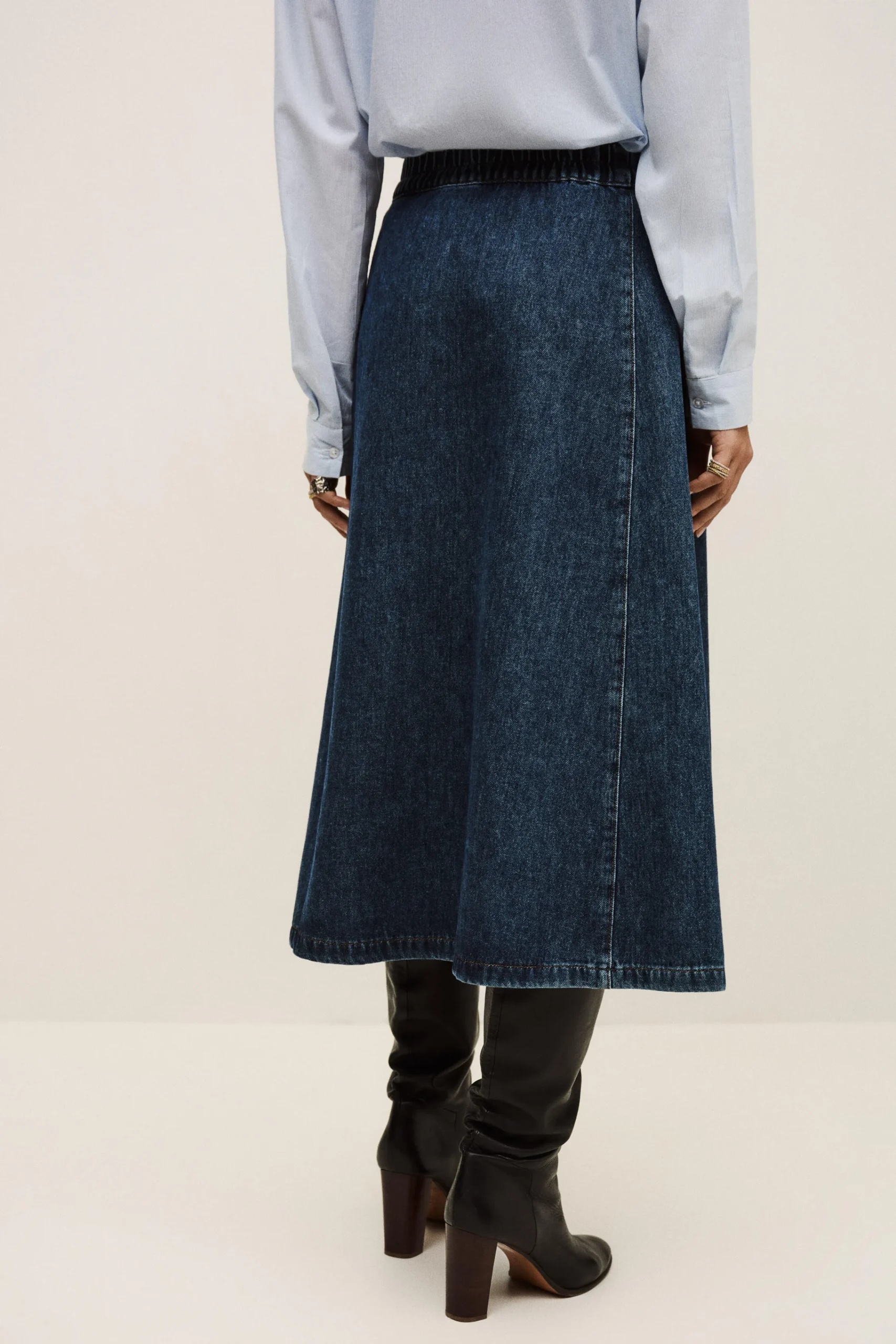 Ba&Sh COWIE falda midi de mezclilla AZUL New