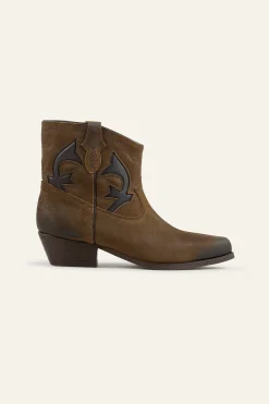 Ba&Sh CURTIS botines santiags de ante MARRON Discount