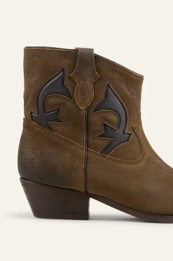 Ba&Sh CURTIS botines santiags de ante MARRON Discount