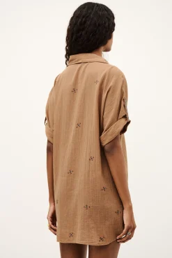 Ba&Sh DAELA camisa bordada BEIGE New