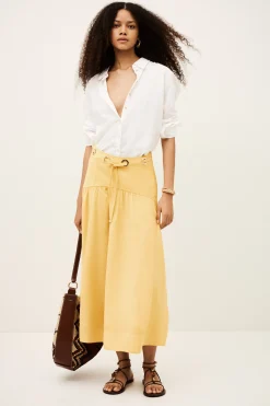 Ba&Sh DONIA falda midi AMARILLO