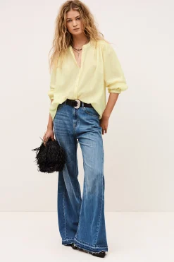 Ba&Sh DUHA blusa de algodón oversize AMARILLO Outlet