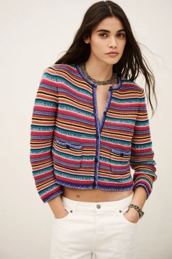 Ba&Sh FANNY chaleco de rayas cuello redondo € 5 NEGRO New