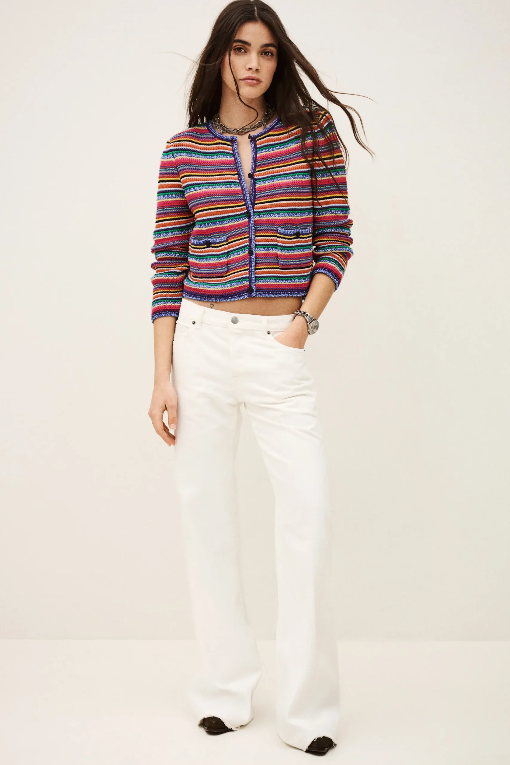 Ba&Sh FANNY chaleco de rayas cuello redondo € 5 NEGRO New