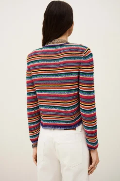 Ba&Sh FANNY chaleco de rayas cuello redondo € 5 NEGRO New