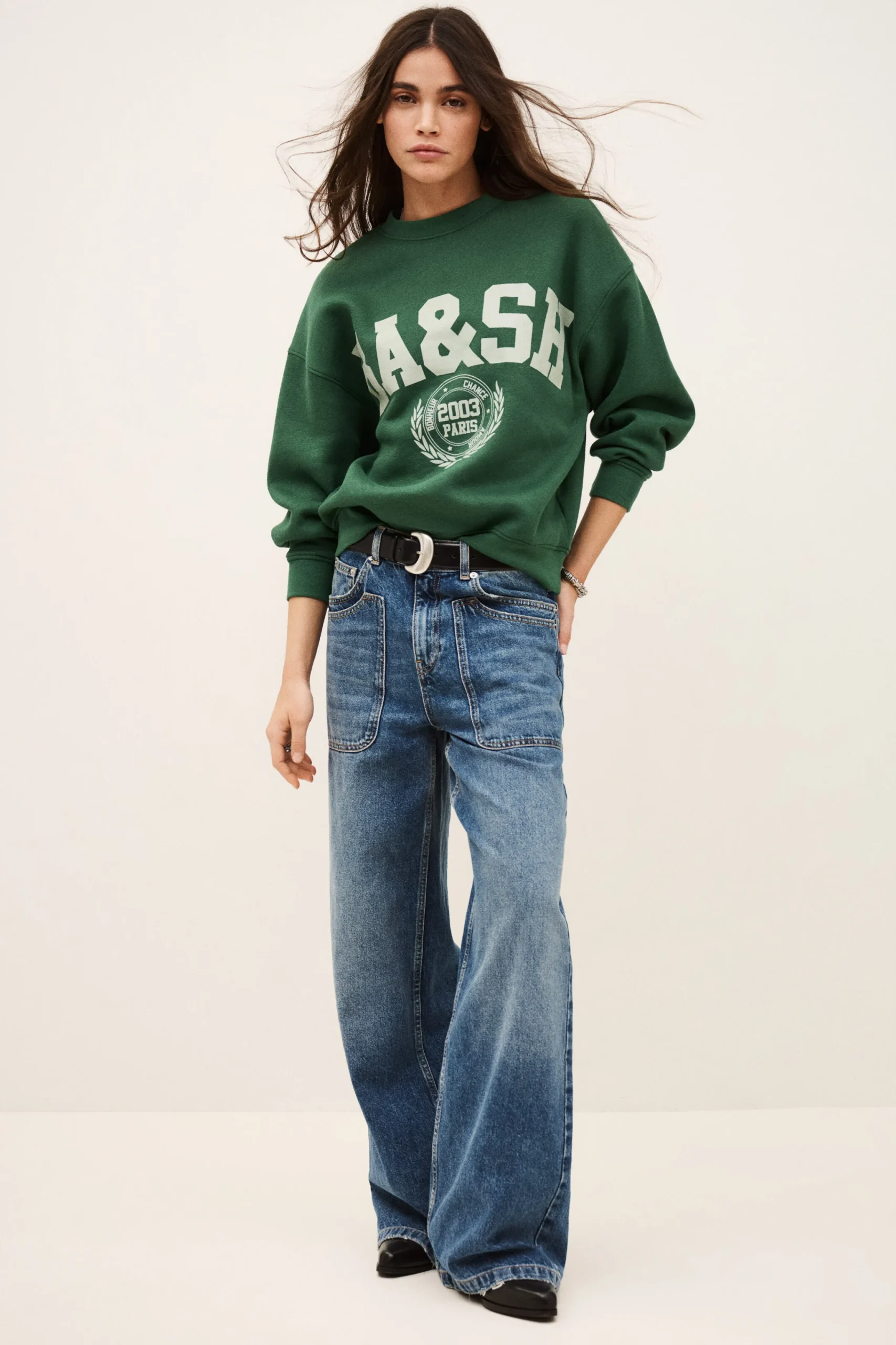 Ba&Sh FENJA sudadera de cuello redondo VERDE New