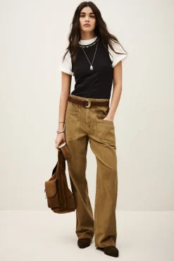 Ba&Sh FIMA pantalón ancho € 185 MARRON Clearance