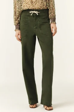 Ba&Sh FIMA pantalones rectos sueltos VERDE Best