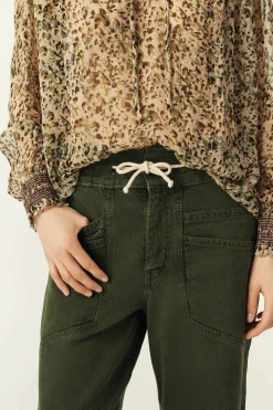 Ba&Sh FIMA pantalones rectos sueltos VERDE Best