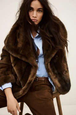 Ba&Sh FOXY faux fur coat MARRON Online