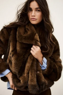 Ba&Sh FOXY faux fur coat MARRON Online