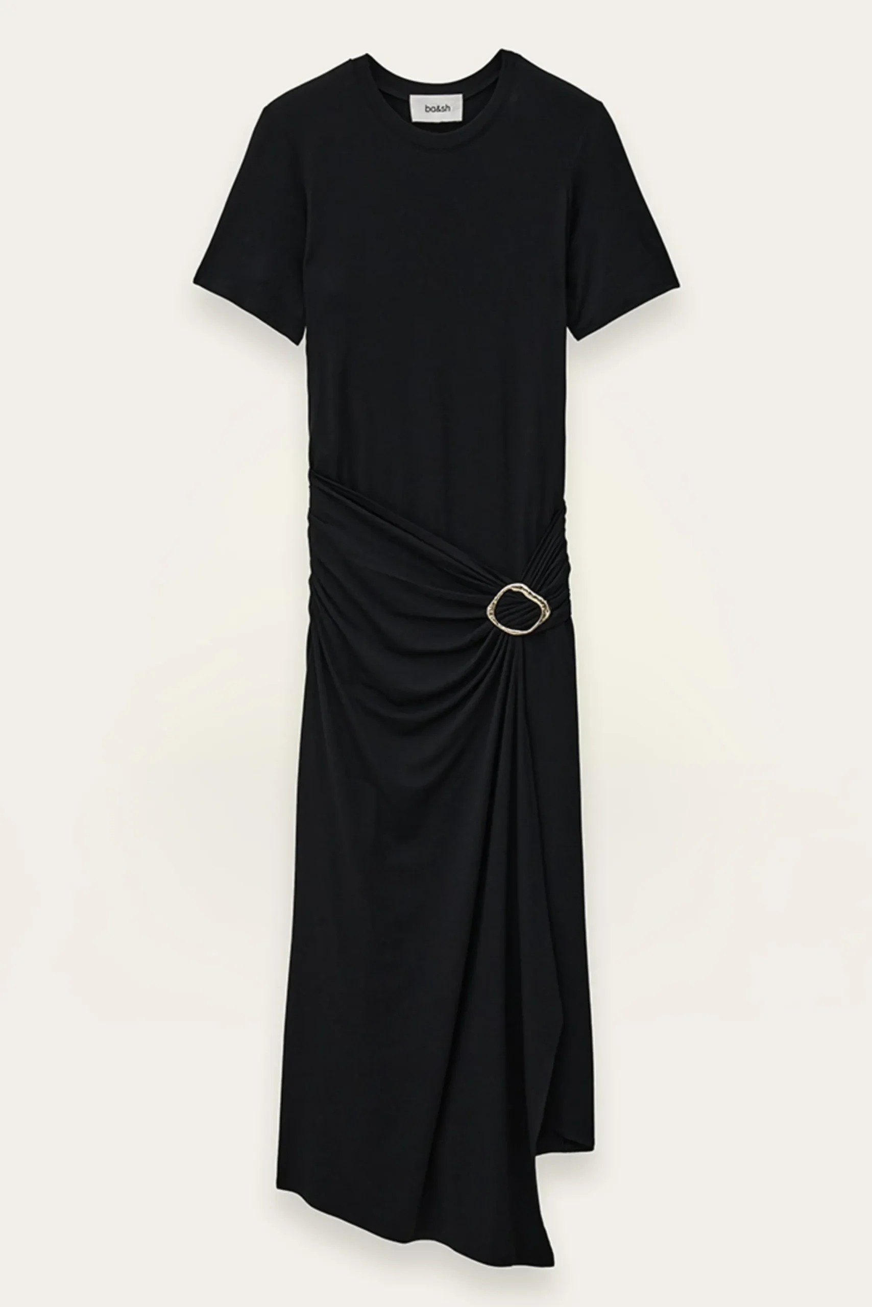 Ba&Sh GALTEA vestido midi drapeado NEGRO Outlet