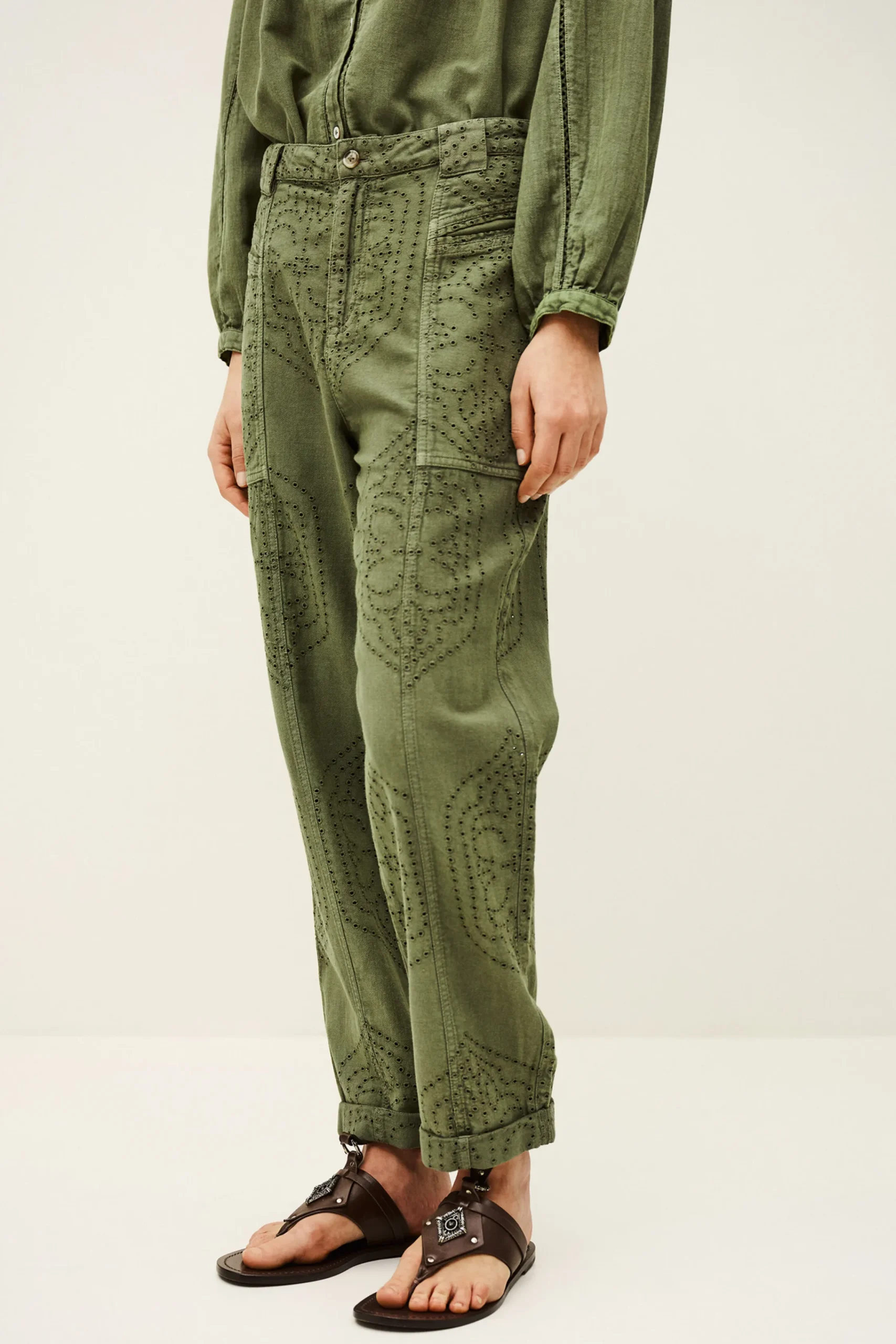 Ba&Sh GIANY pantalón carrot € 225 VERDE Sale