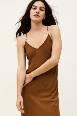 Ba&Sh HANY vestido espalda descubierta viscosa MARRON Online