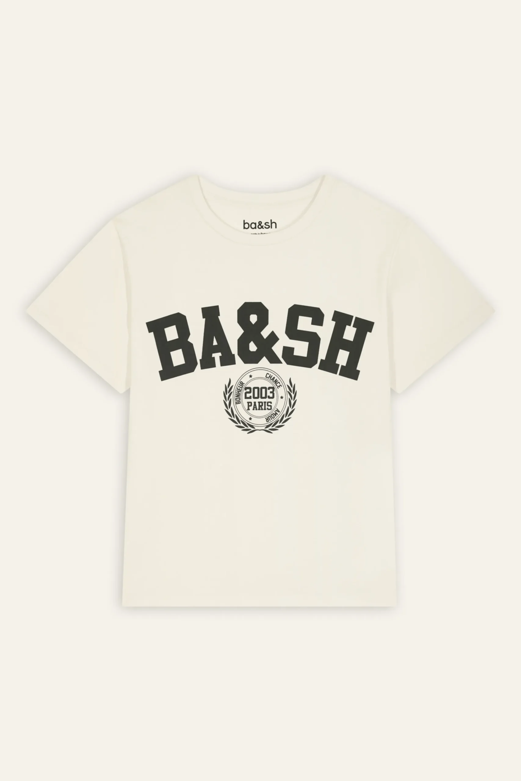 Ba&Sh IONI camiseta de espíritu universitario ECRU New